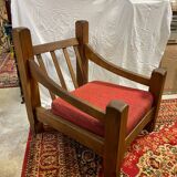 Brutalist design armchair in old oak
