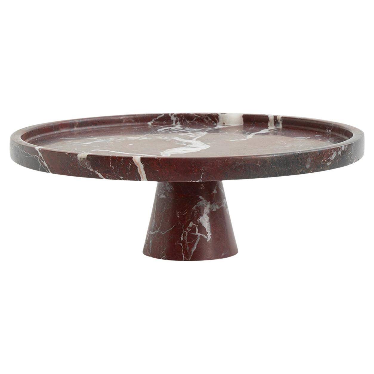 Marble cake stand in Rosso Levanto.