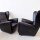 Howard Keith pair of black leather armchairs for HK Furniture