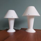Paire de lampes champignon Peill & Putzler en opaline blanche