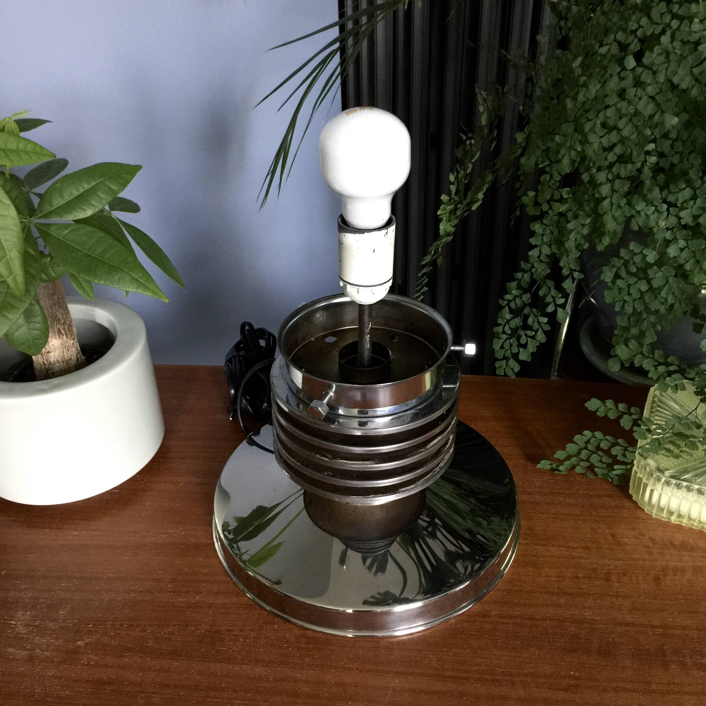 Large Murano glass and chrome lamp