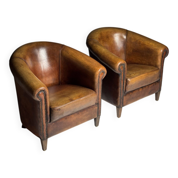 Fauteuil club en peau de mouton 2x classique