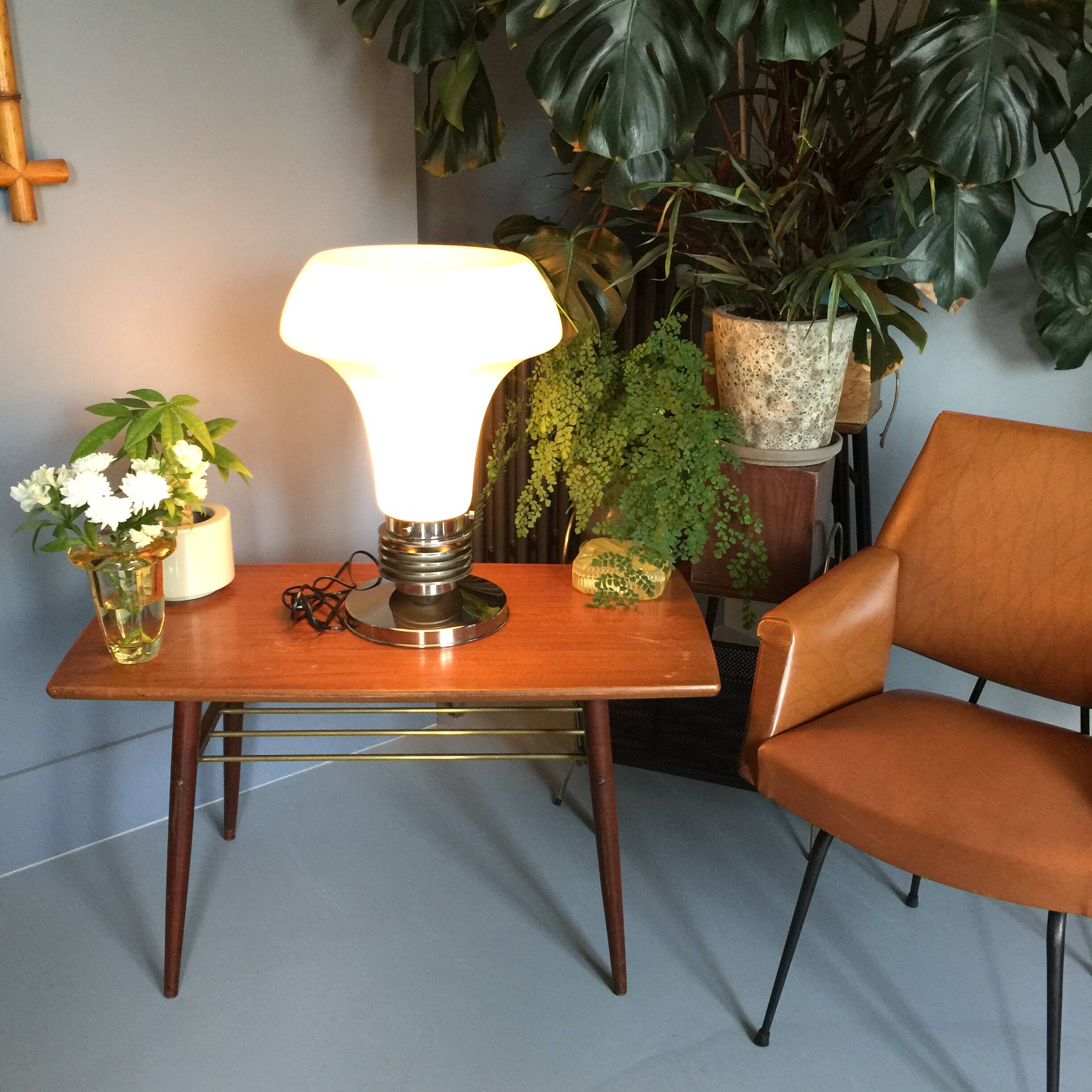 Large Murano glass and chrome lamp