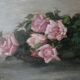 Table, oil on cardboard, bouquet of roses, 1930s