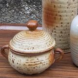 Sucrier de potier en grès émaillé vintage