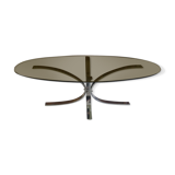 70s oval glass and chrome coffee table