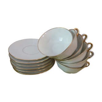 Lot de 6 tasses et coupelles en porcelaine blanche de Limoges