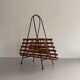 Mid-century black metal and wicker magazine rack, 1960, Germany