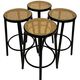 Set of four vintage bar stool - webbing and wood, 1980s Italian design