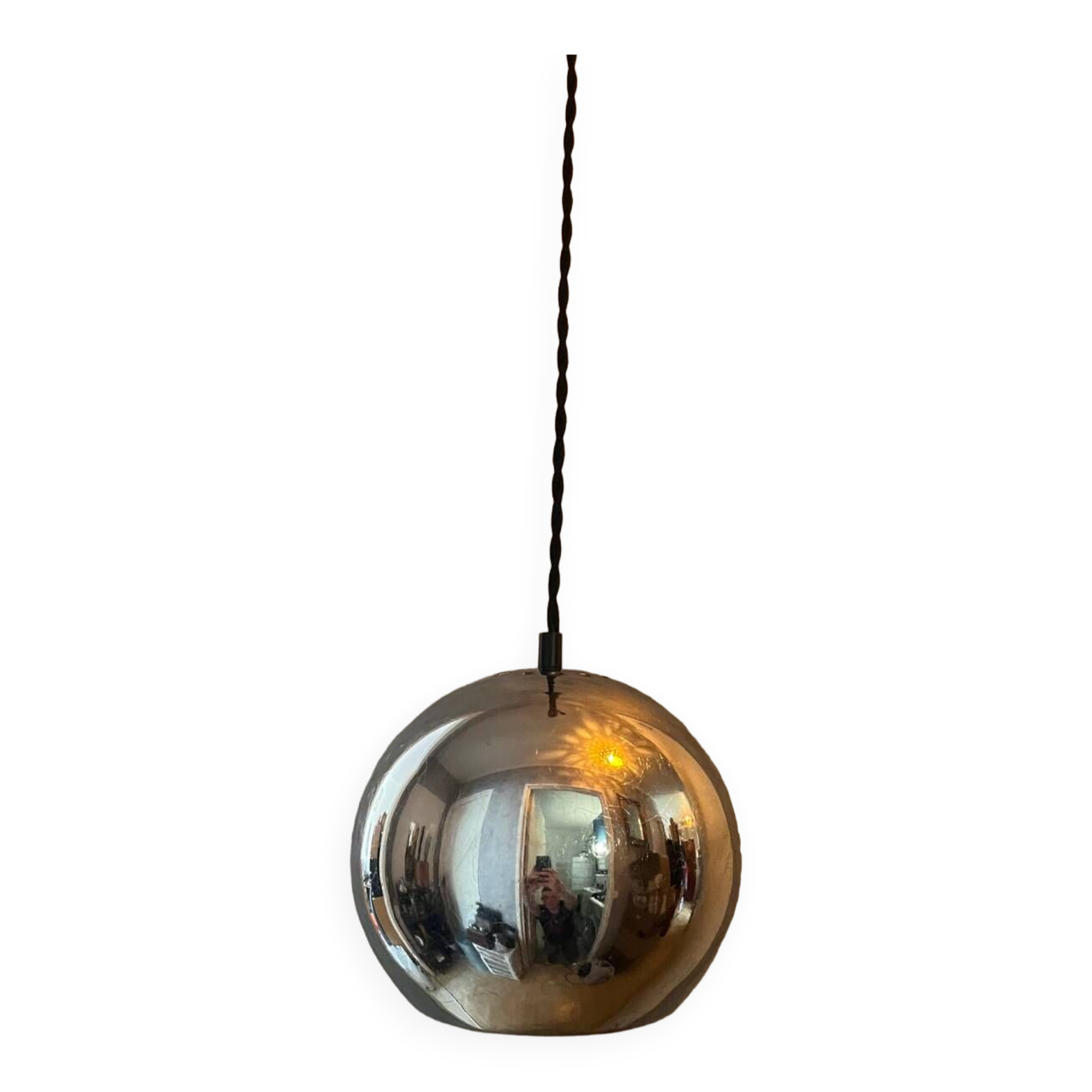 Space age metal globe pendant from the 80s