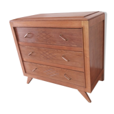 Commode pieds compas des années 50 en chêne massif