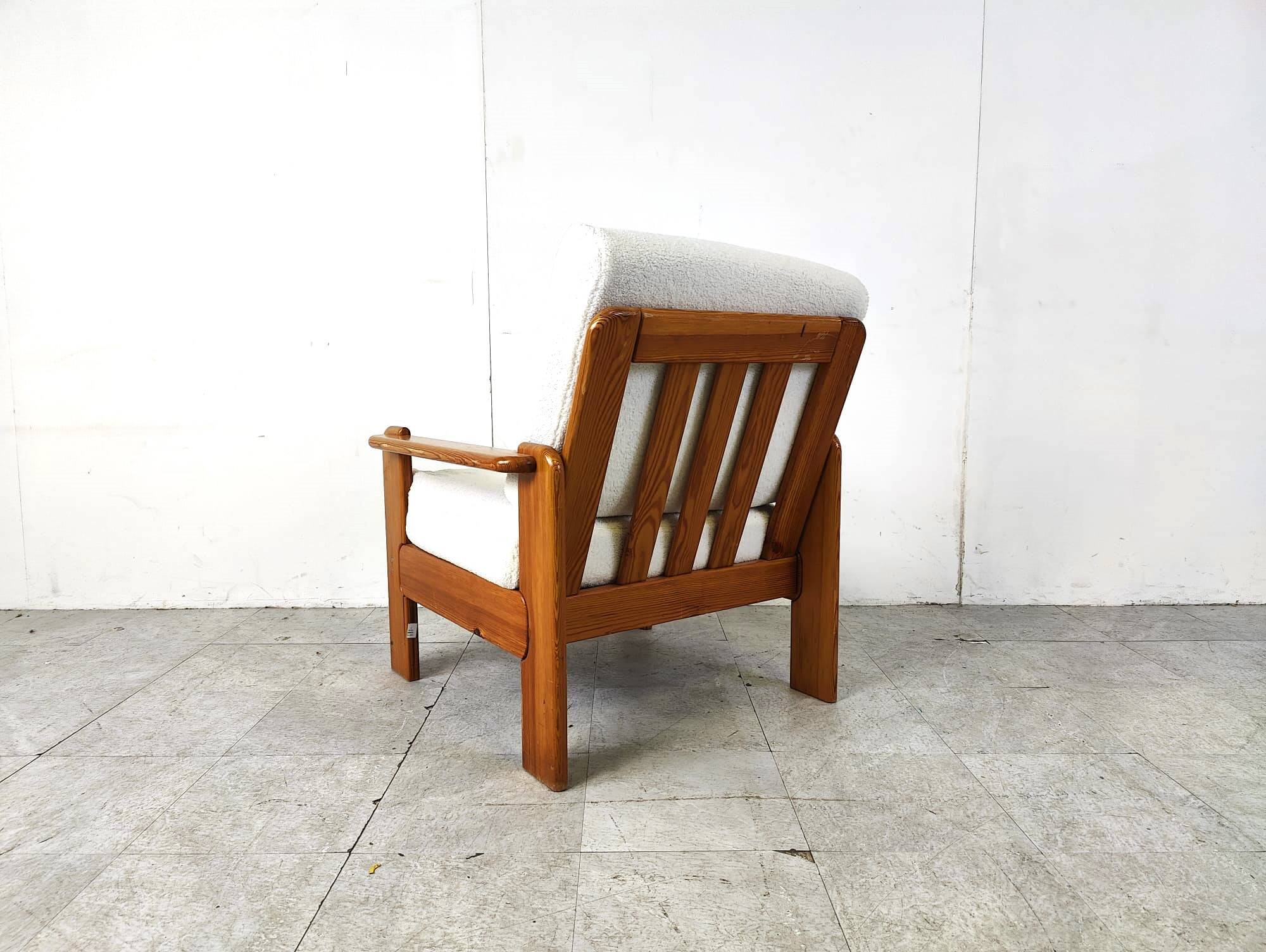 Vintage pine wood armchair, 1960s