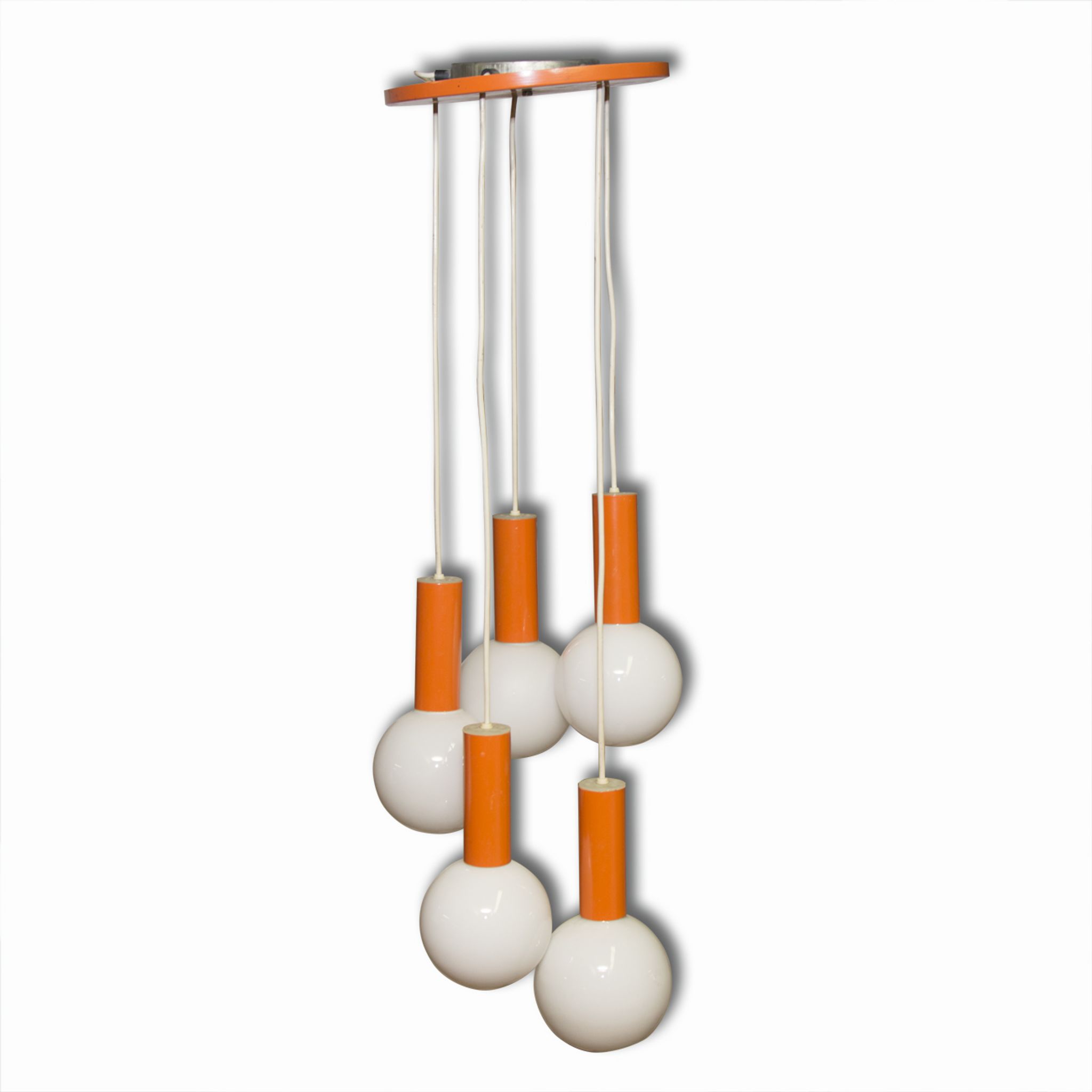 Suspension vintage with five blind Milky glass 1960 / 70s Czechoslovakia
