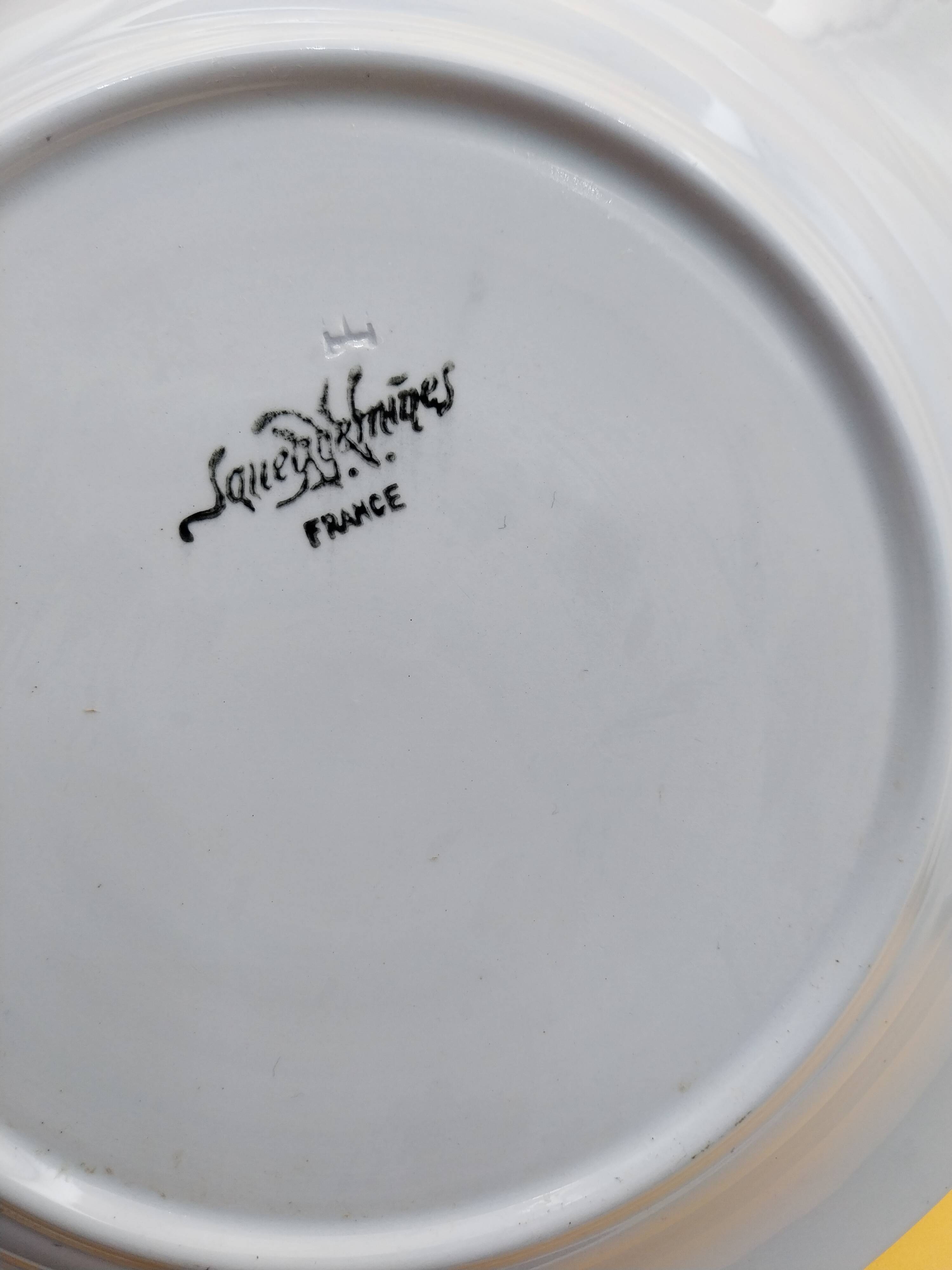 6 Sarreguemines blue fish plates