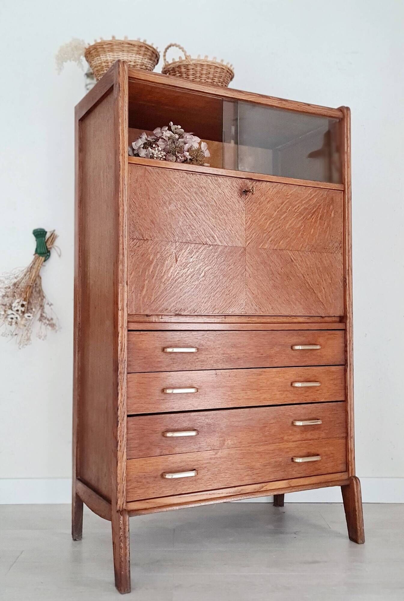 Scandinavian secretary desk - showcase chest of drawers