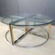 Large coffee table set in brass and glass, 1970s