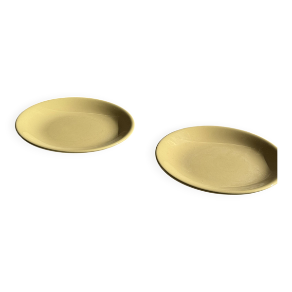 Lot de 2 grandes assiettes jaunes sans marque D25,5