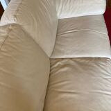 Cream colored leather sofa model CORAIL Roche Bobois