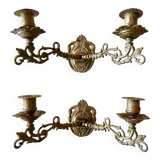 Pair of brass wall candle holders