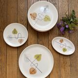 Elements of a vintage table service, 1950s, elegant leaf pattern