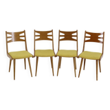 1960s Set of Four Restored Rare Dining Chairs, Czechoslovakia