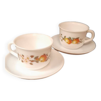 Lot de 2 tasses Arcopal, décor pommes