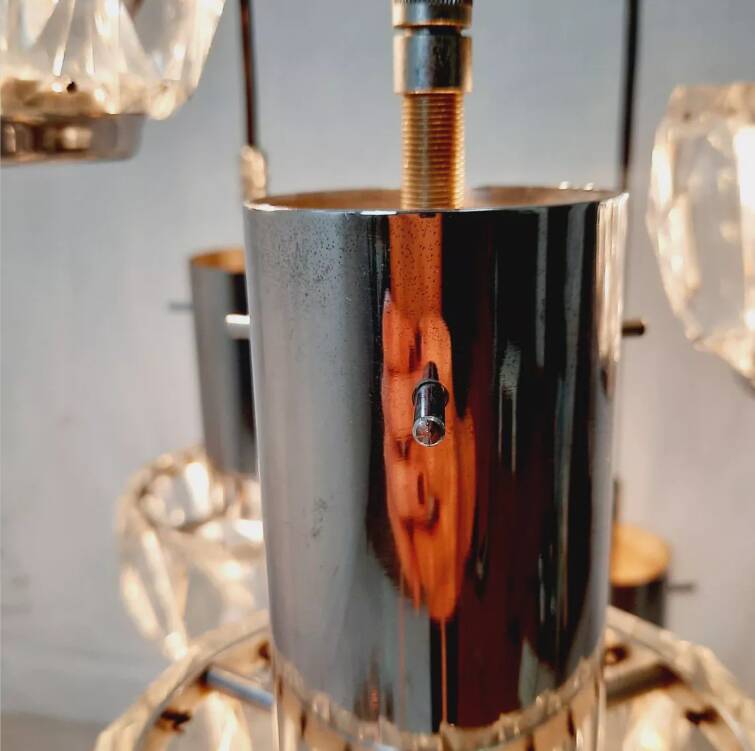 Cascade chandelier - vintage - steel and glass