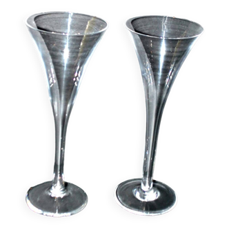 Lot de 2 flûtes à champagne - coupes champenoises en cristal H22.5cm