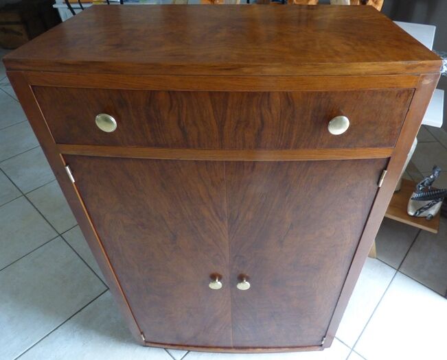 ART DECO sideboard curved walnut veneer around 1930 – Totally restored