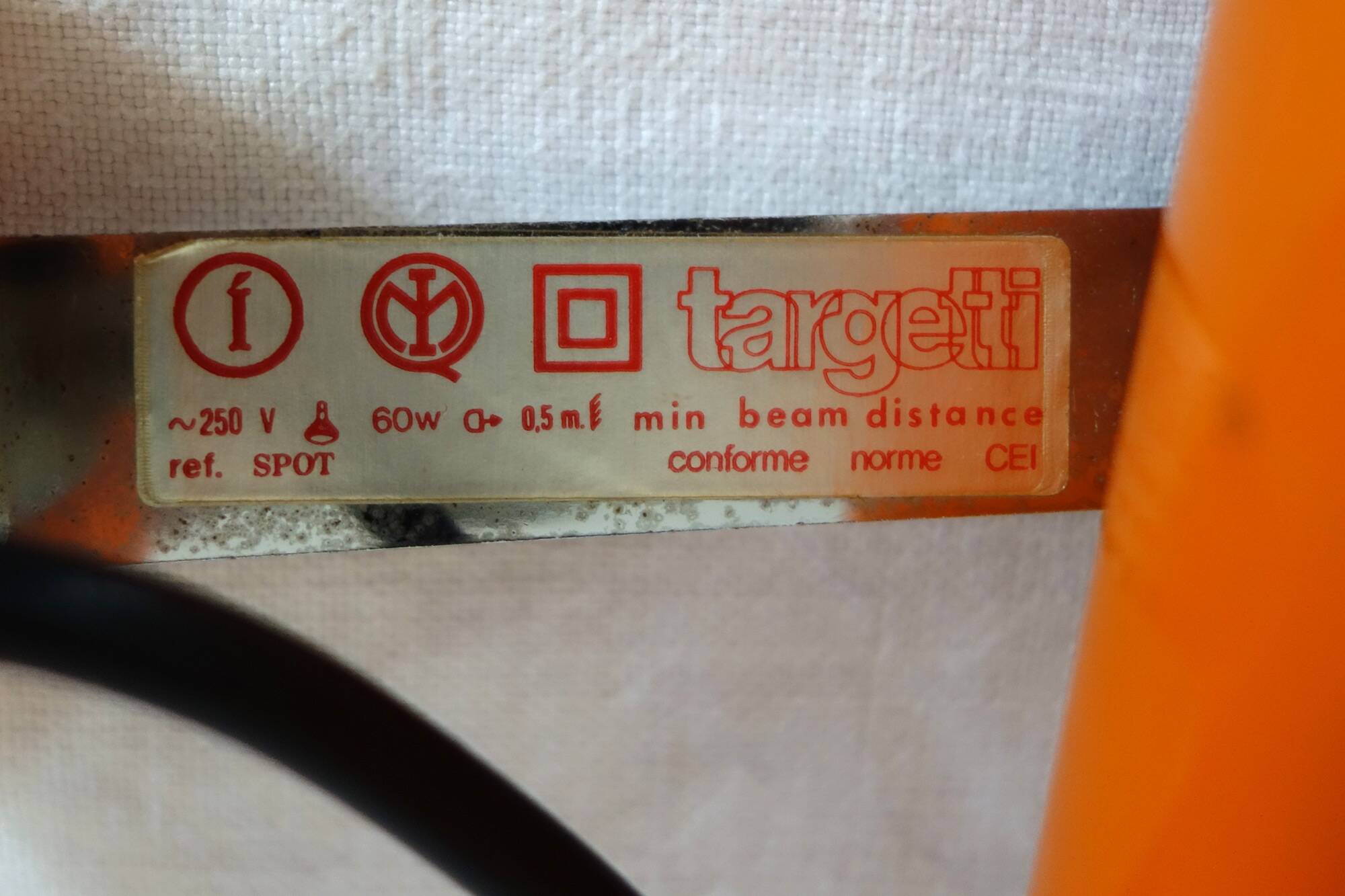 Targetti orange spot applique from the 60s/70s.