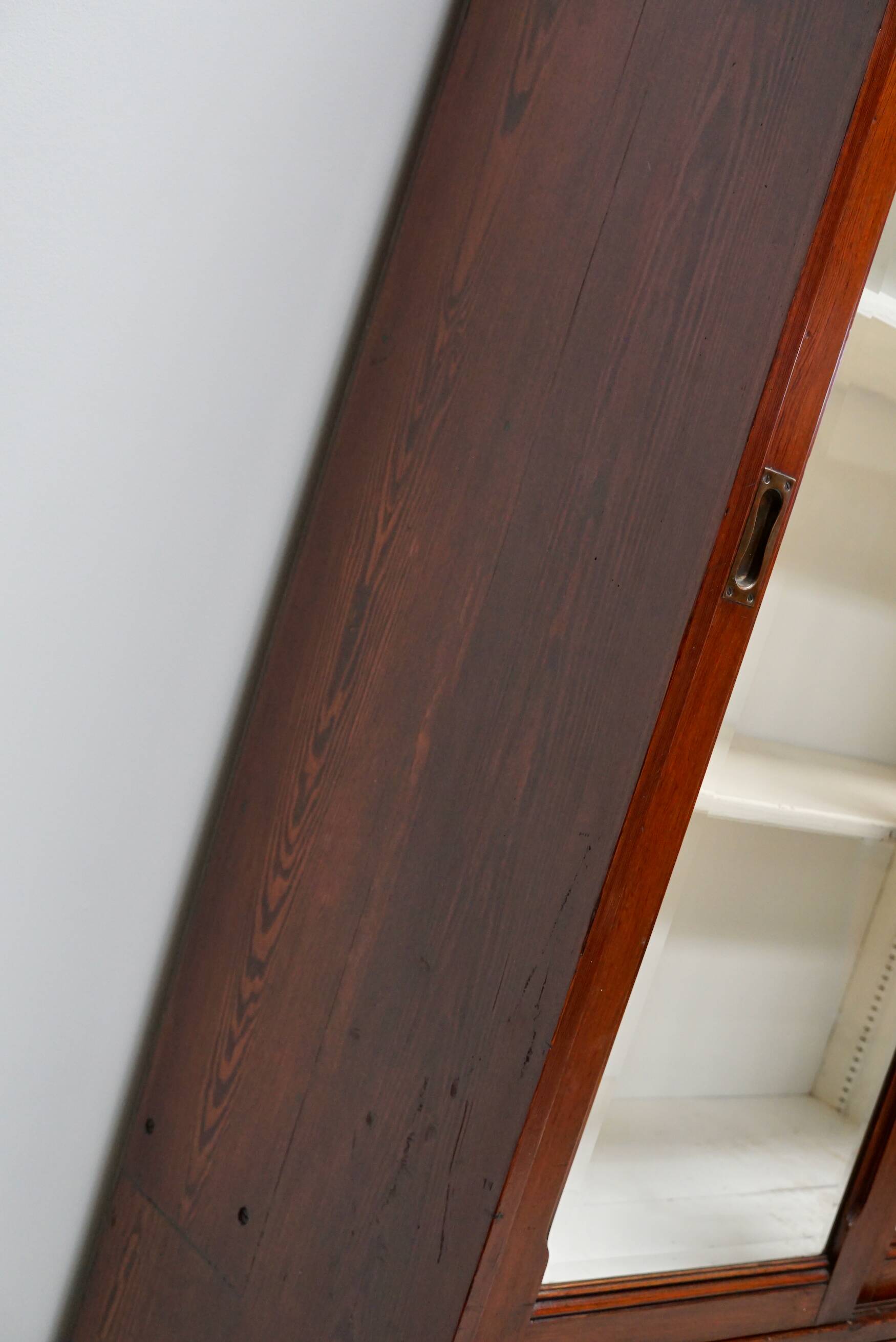 Large Antique Belgian Pitch Pine Apothecary Shop Cabinet / Vitrine, ca 1900