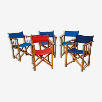 Set de 5 fauteuils anciens pliants de jardin années 50 60