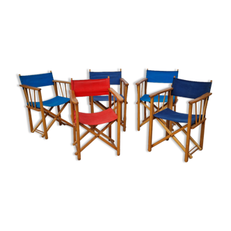 5 Old Folding Chairs from Garden 50 60