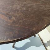 Small rustic antique tripod side table made of solid wood.