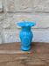 Vase ancien en opaline dentelée bleue à décor de médaillon