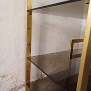 Brass shelf, smoked glass