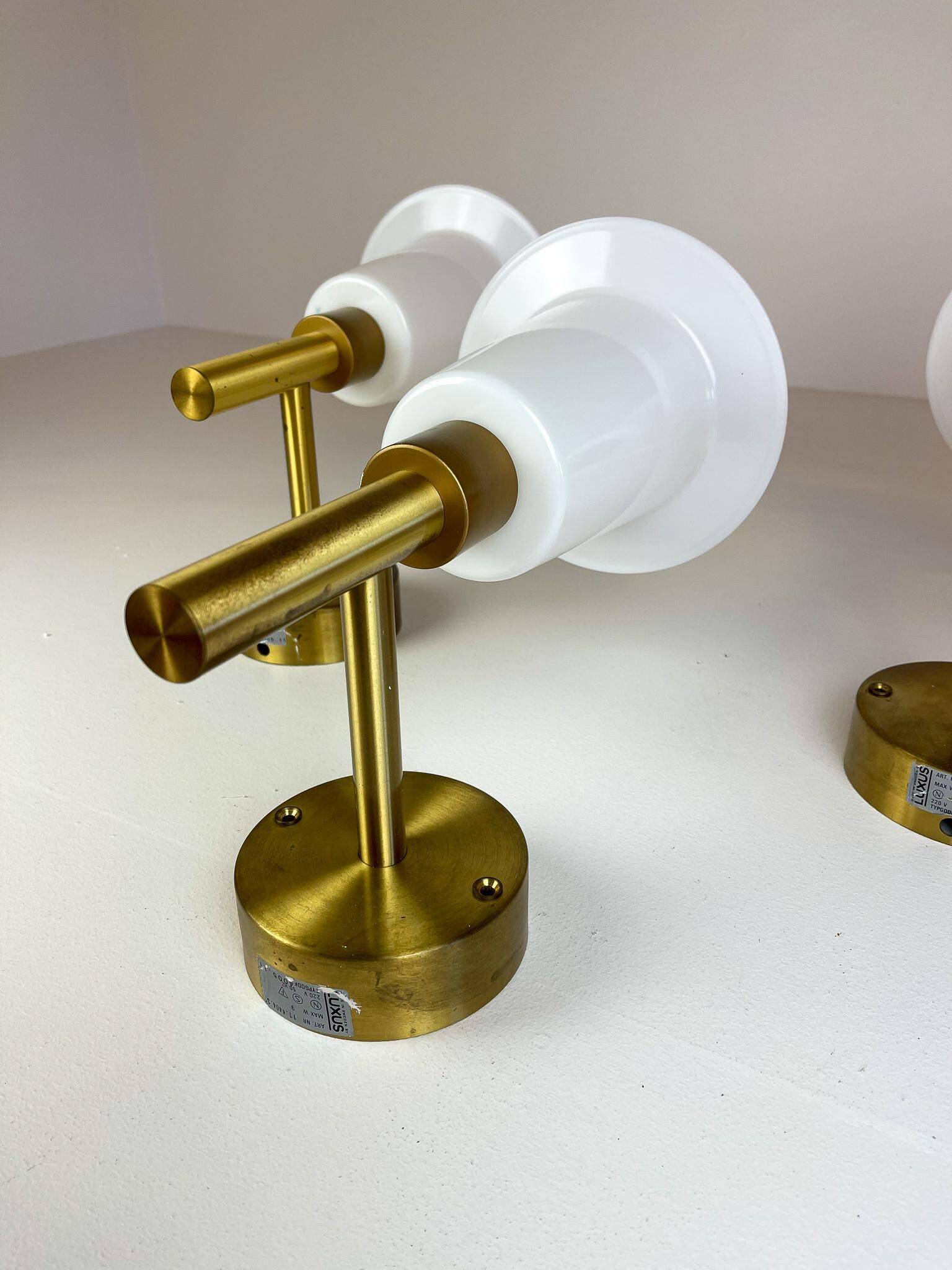 Mid-century brass and acrylic wall lamps Luxus, Sweden, 1960s