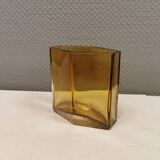 Amber coloured vase in hard pressed glass