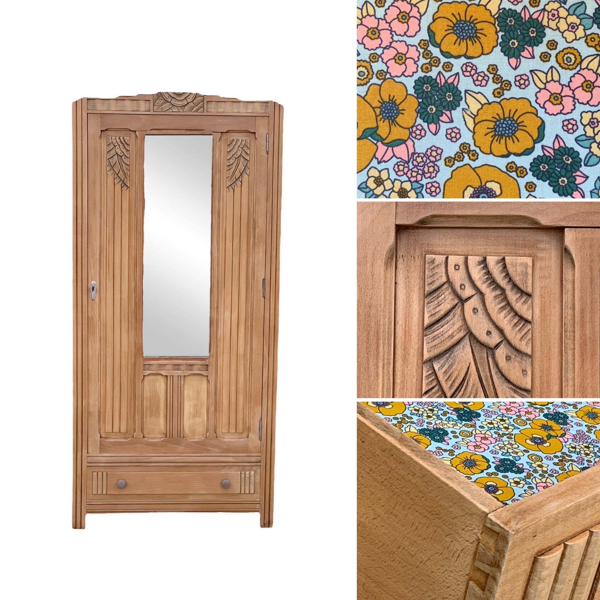 Parisian wardrobe art deco wood brut