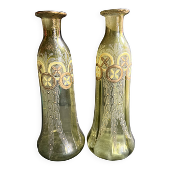 Paire de vases ou de carafes émaillés – Art nouveau