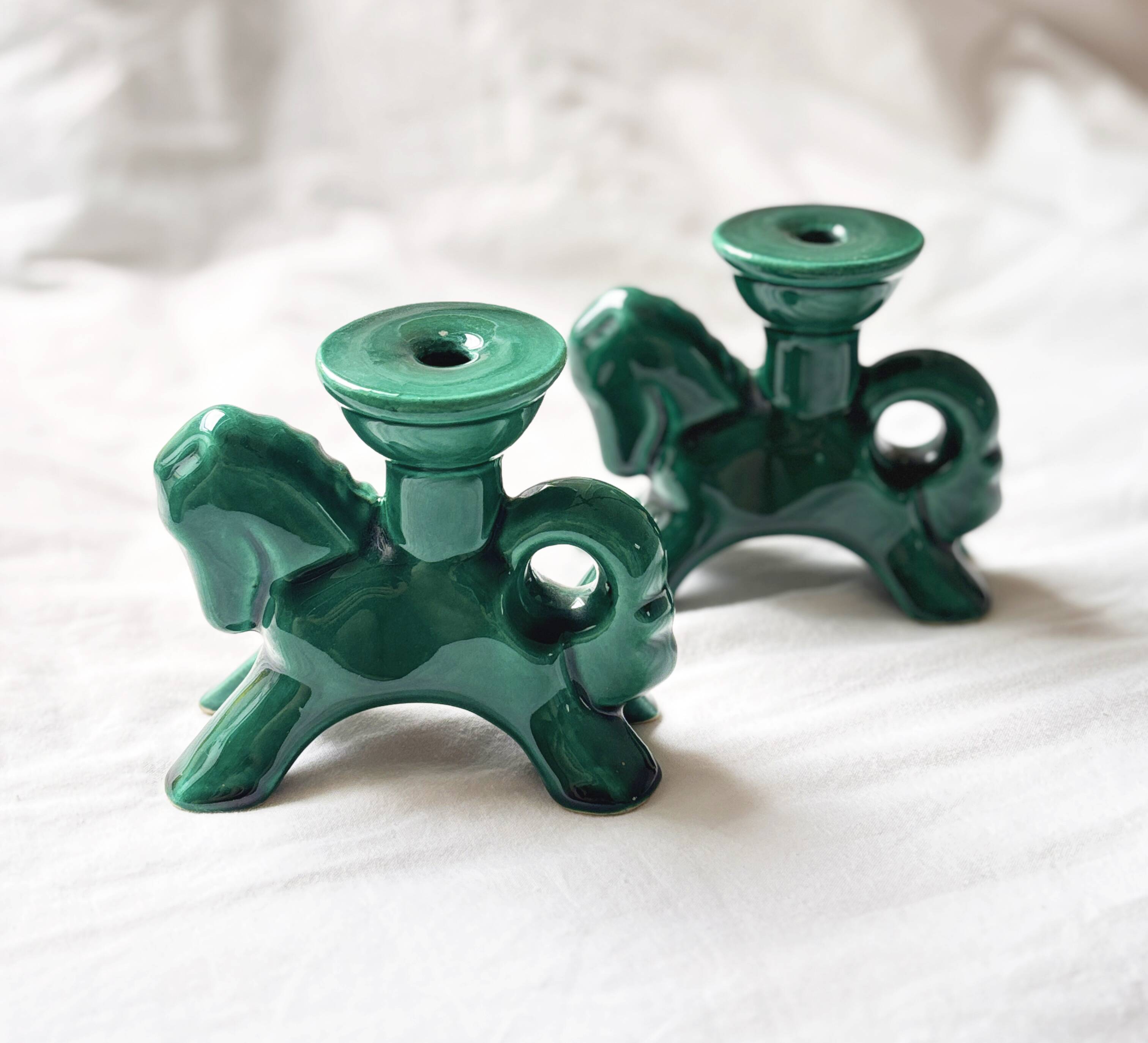 Pair of ceramic candlesticks