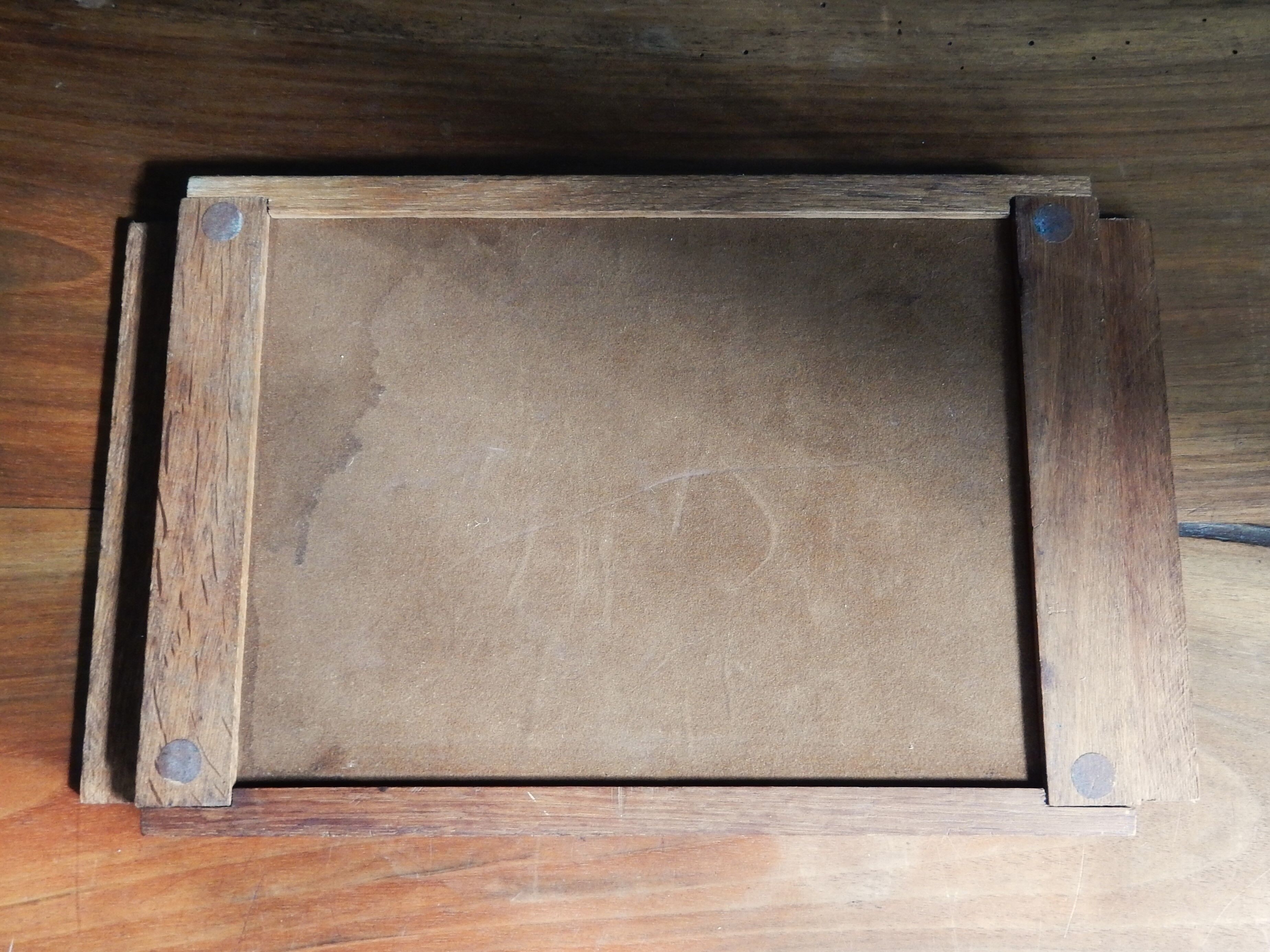 Art deco tray in wood and glass