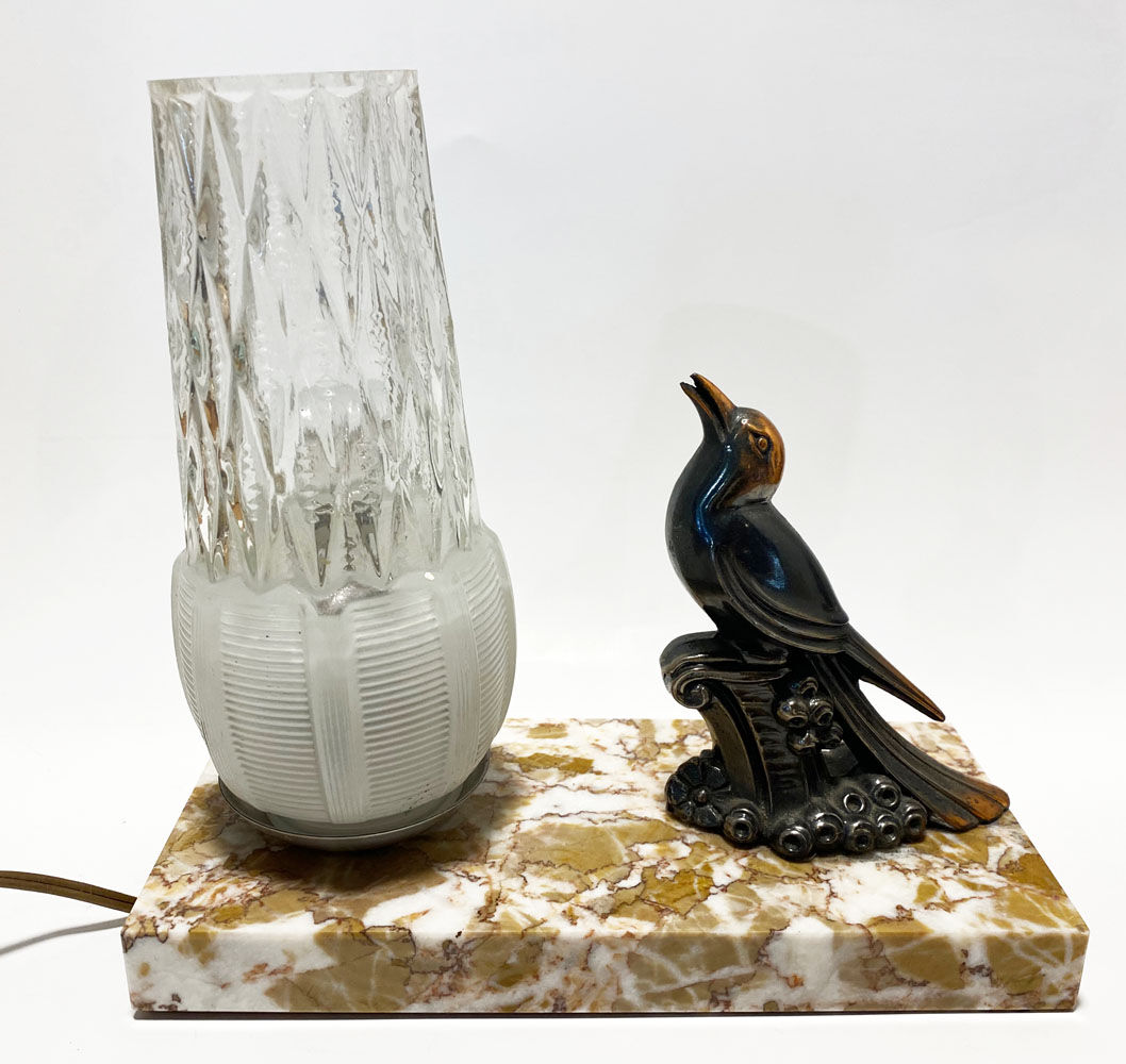 Table lamp, marble, glass an brass