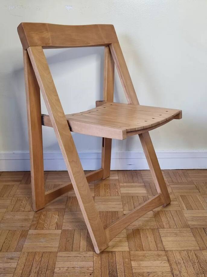 Chaise pliante vintage en chêne,  années 60