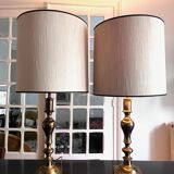 pair of american brass lamps