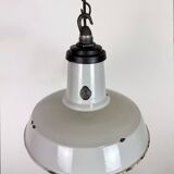 Industrial Grey Enamel Factory Pendant Lamp, 1960s