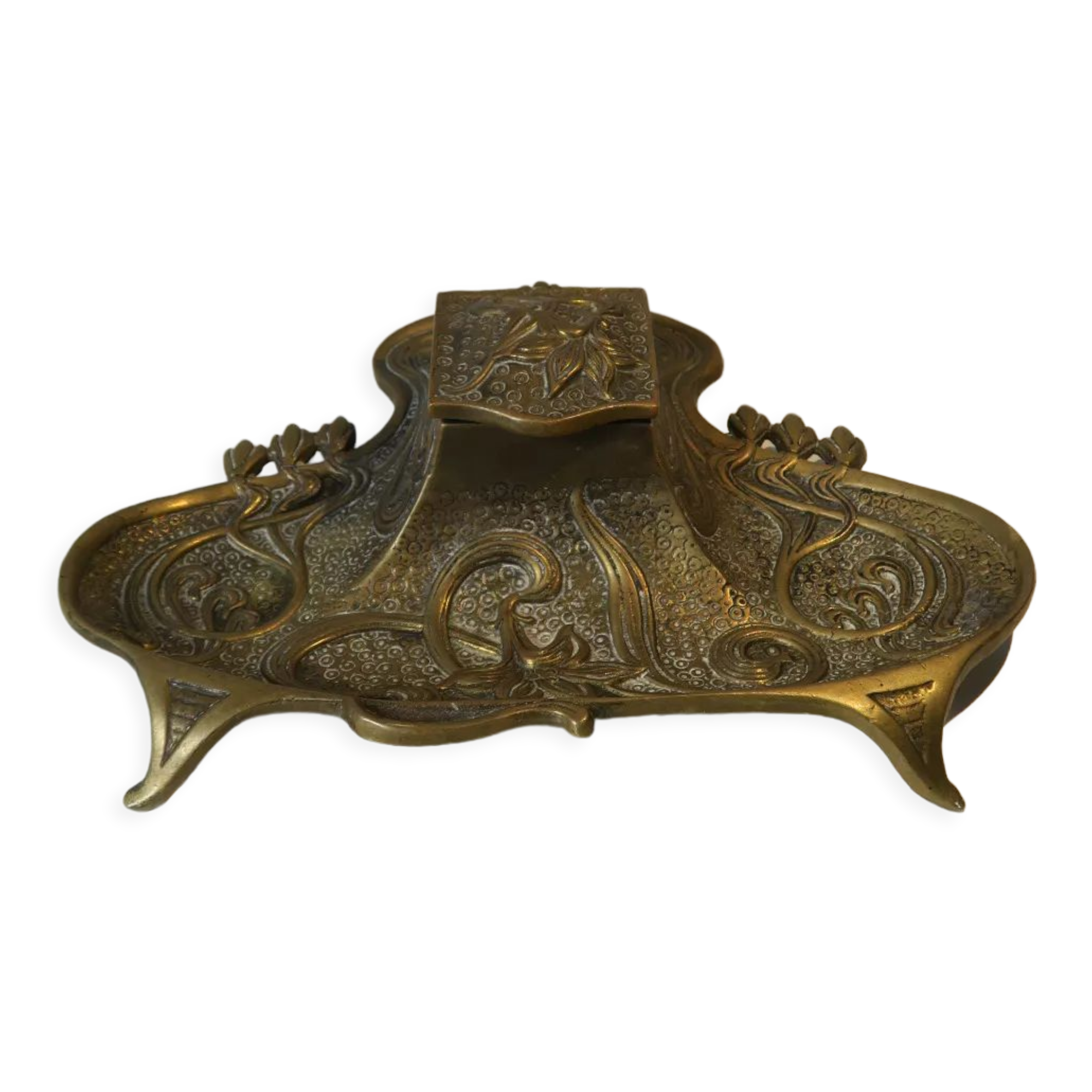 Brass inkwell