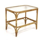 Table basse scandinave en verre et en rotin, Suède, 1960