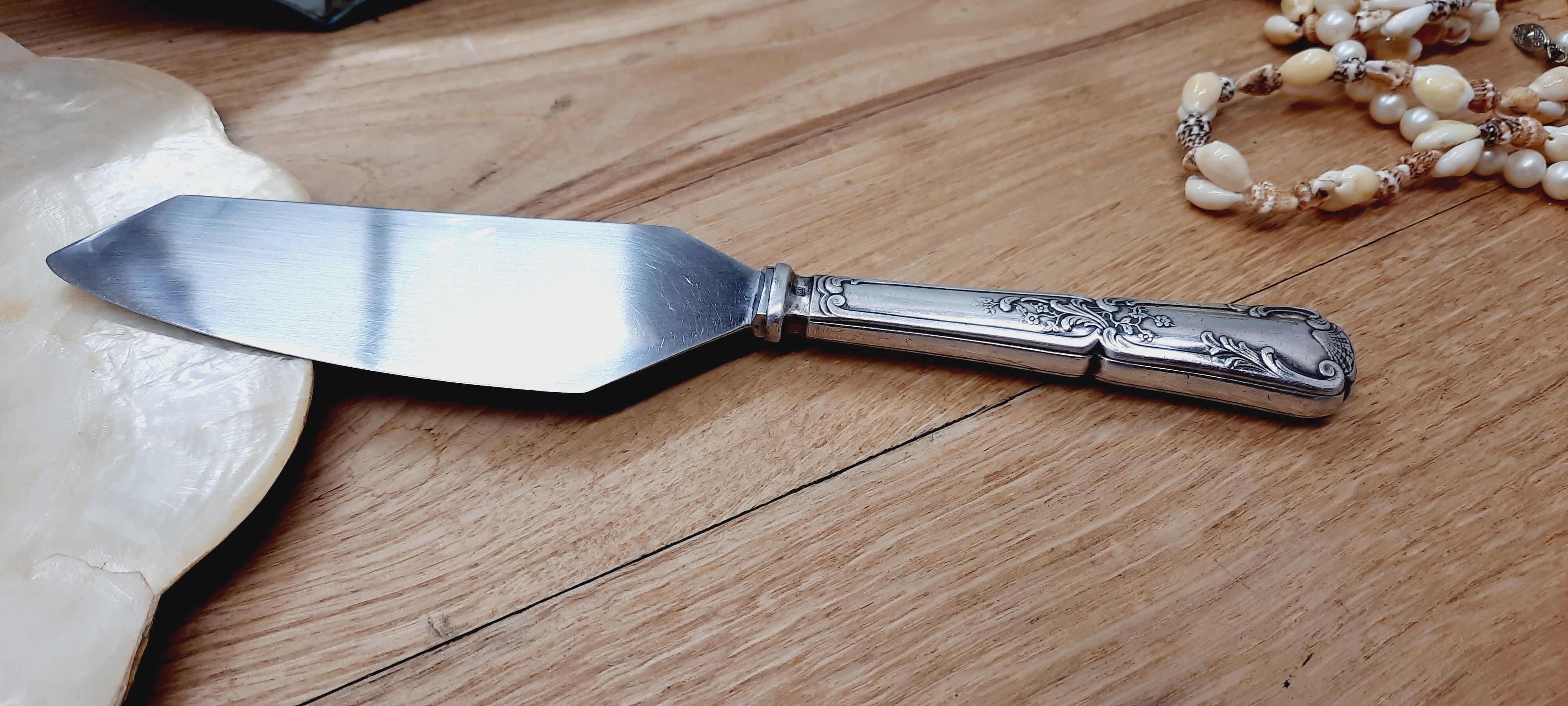 Silver metal pie shovel knife