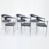6 chairs chrome and leather 70s
